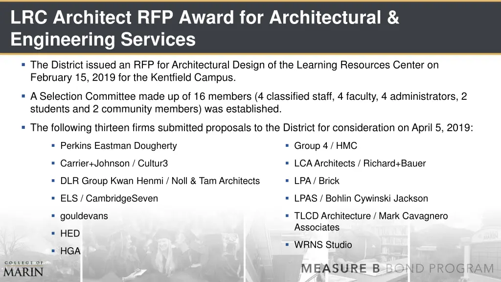 lrc architect rfp award for architectural 1