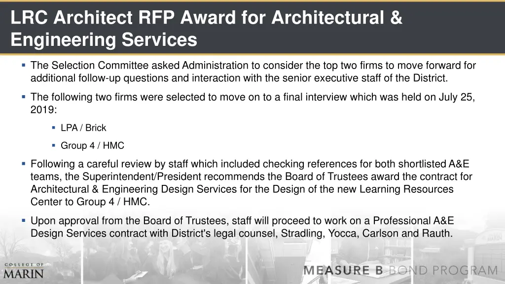 lrc architect rfp award for architectural 3