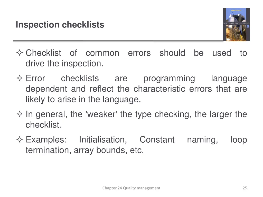 inspection checklists