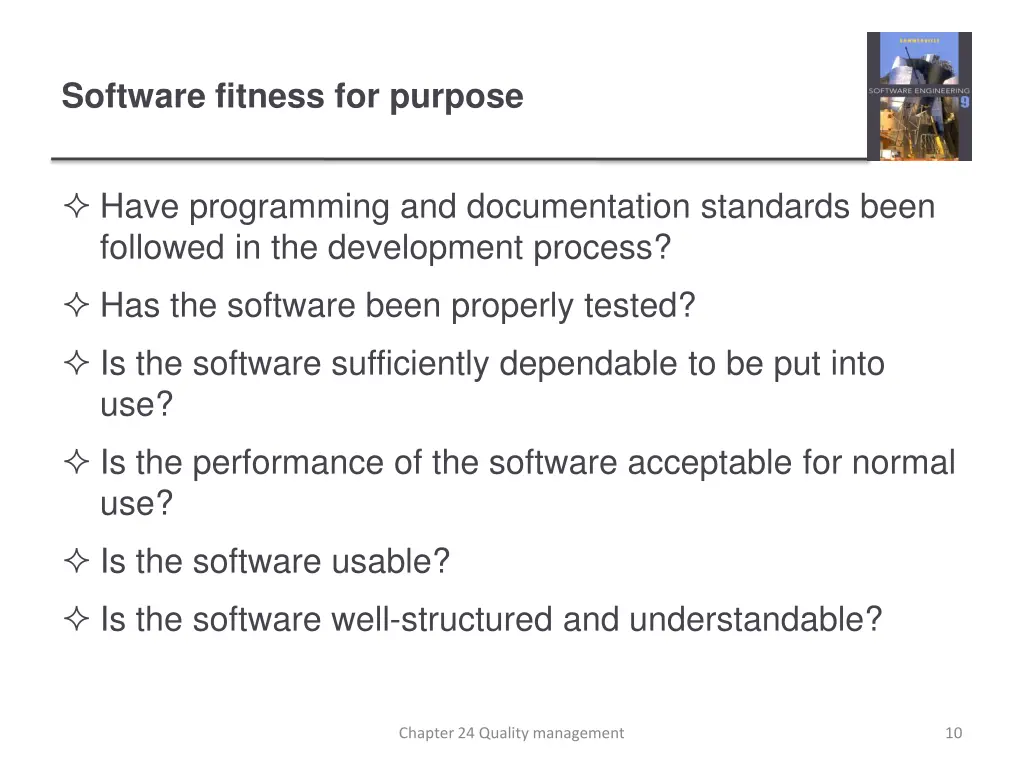software fitness for purpose