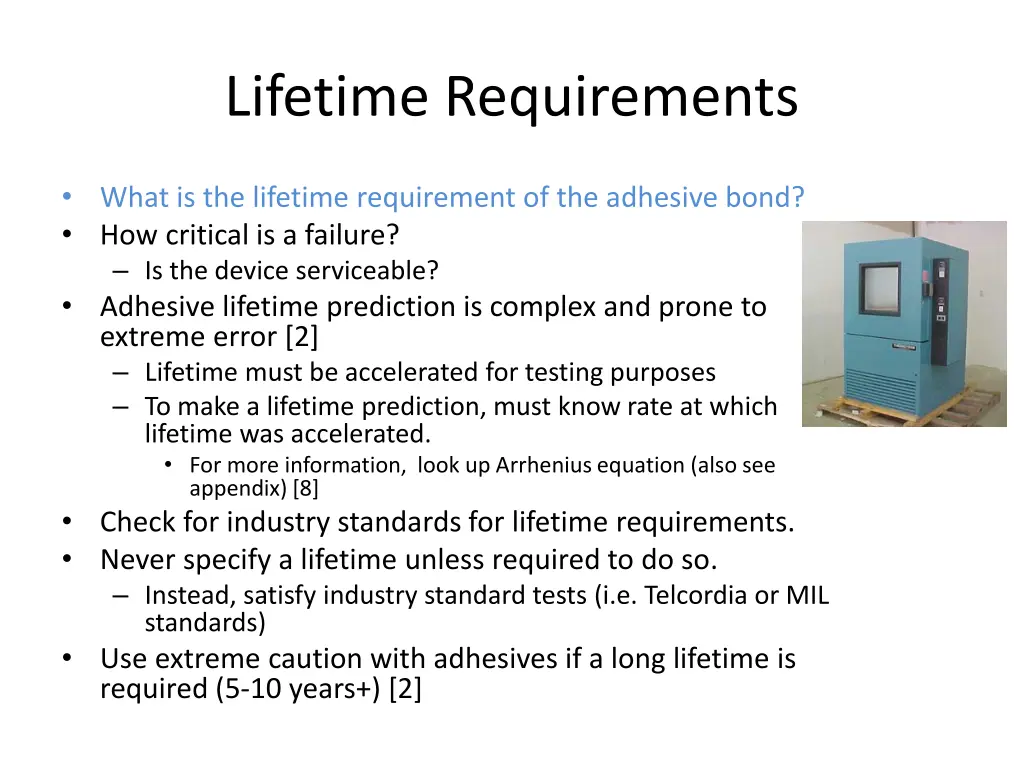 lifetime requirements