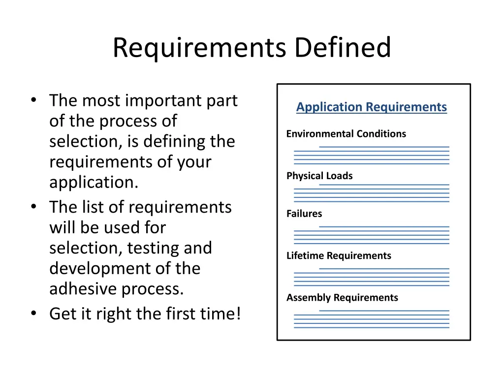 requirements defined