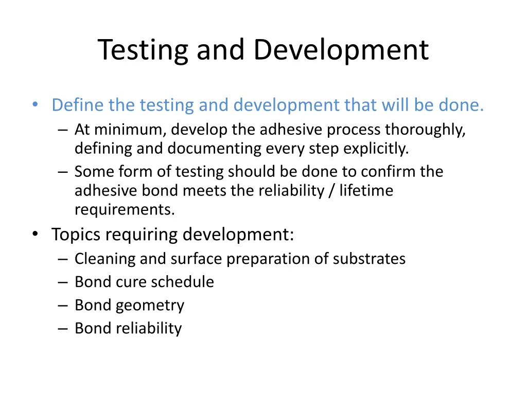 testing and development
