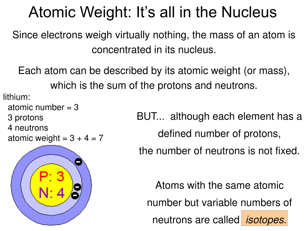 atomic weight it s all in the nucleus