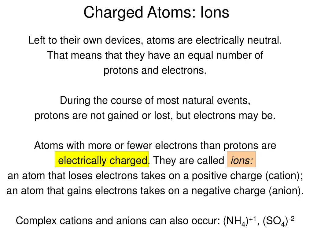 charged atoms ions