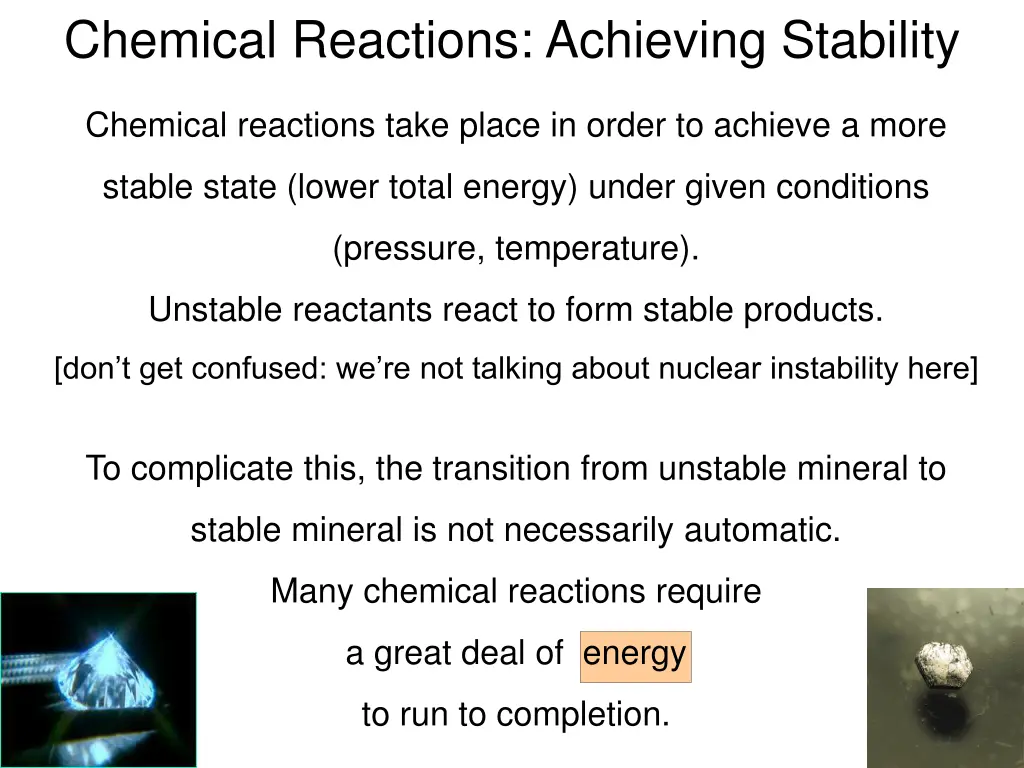 chemical reactions achieving stability