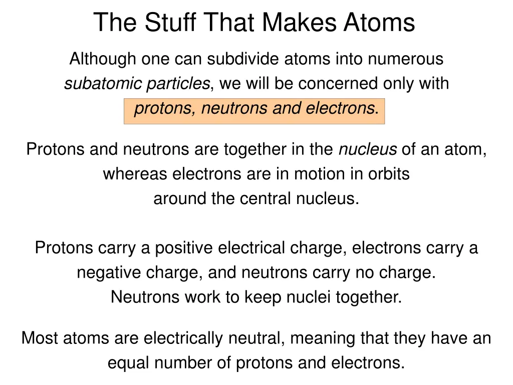the stuff that makes atoms