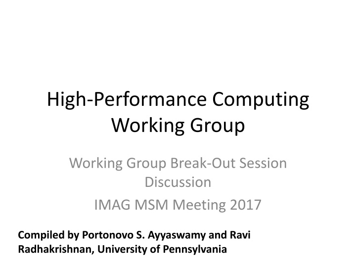 high performance computing working group