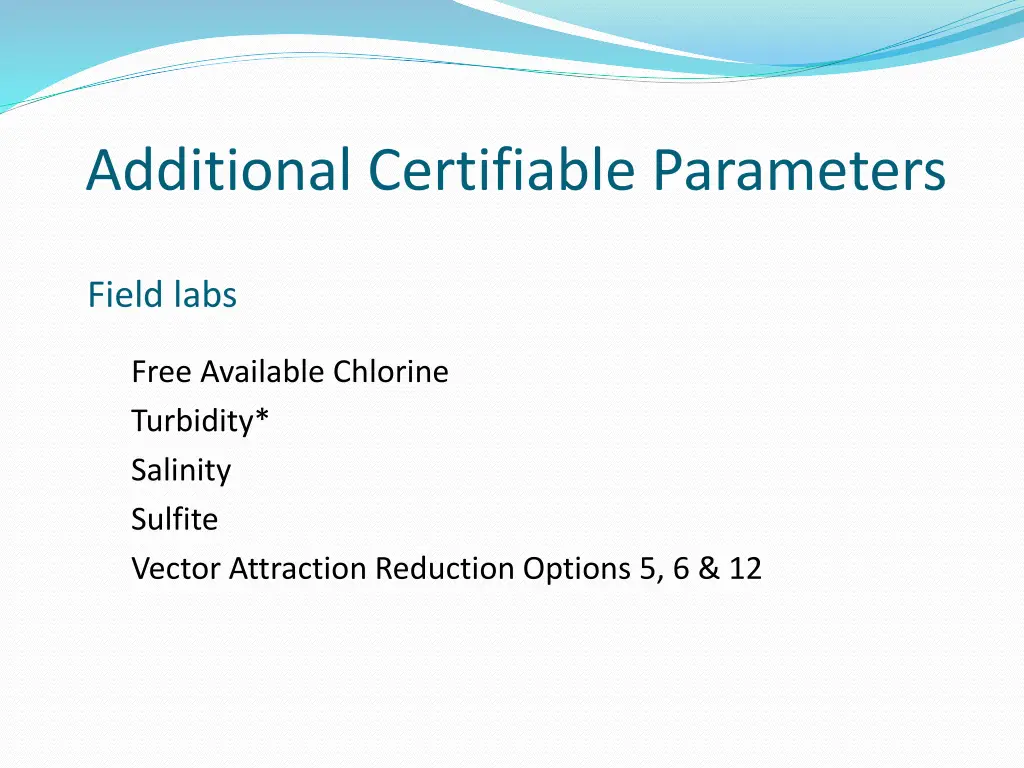 additional certifiable parameters 1