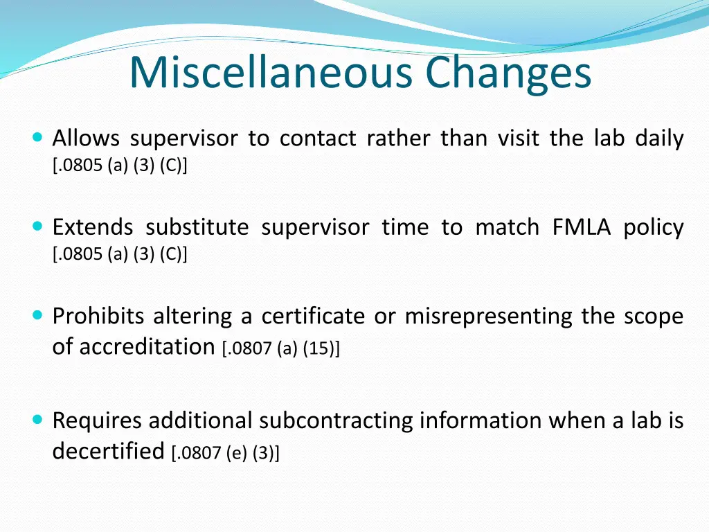 miscellaneous changes