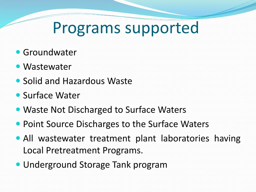 programs supported
