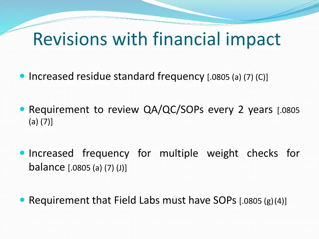 revisions with financial impact