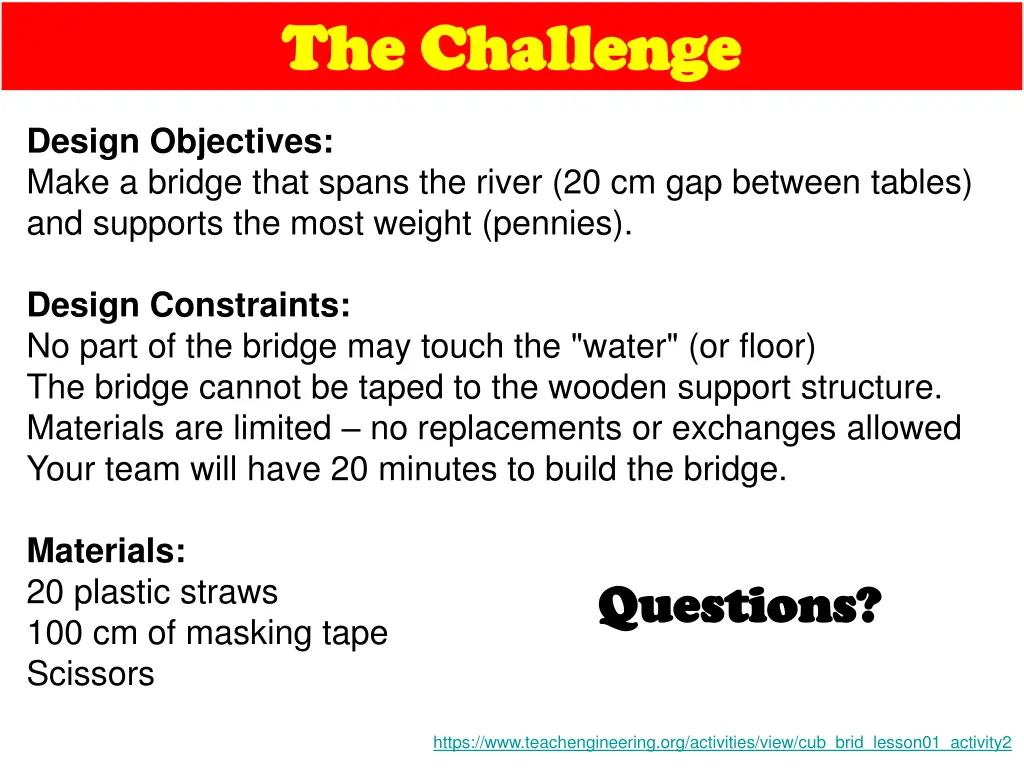 the challenge the challenge