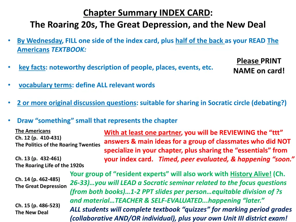 chapter summary index card the roaring