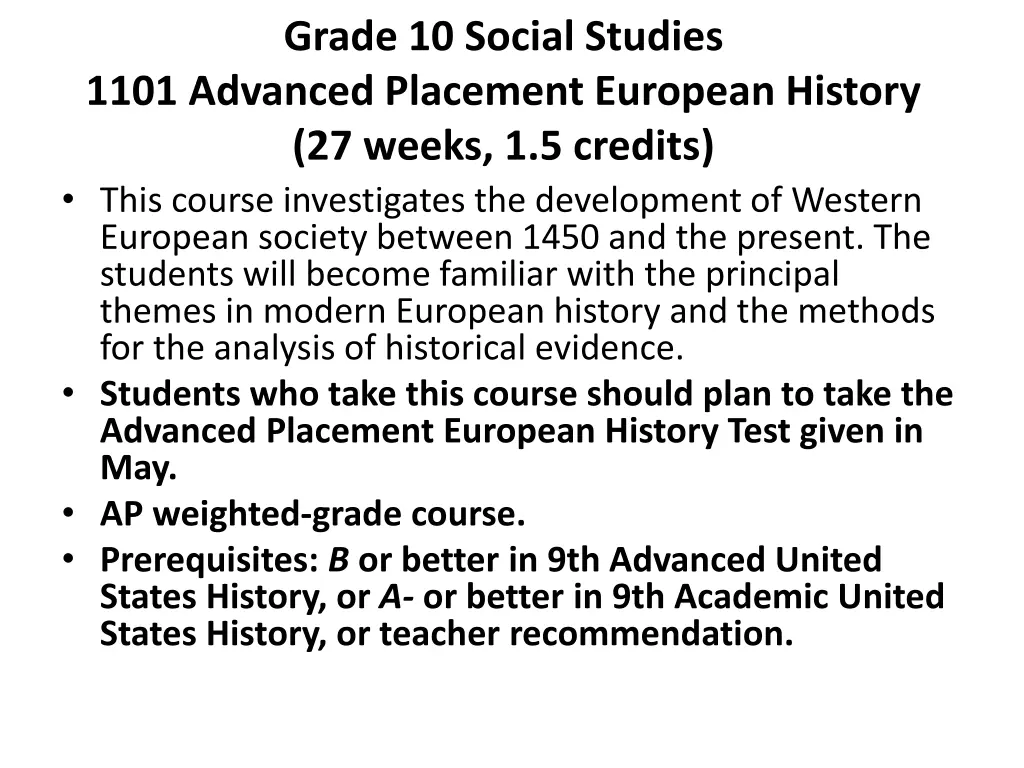 grade 10 social studies 1101 advanced placement