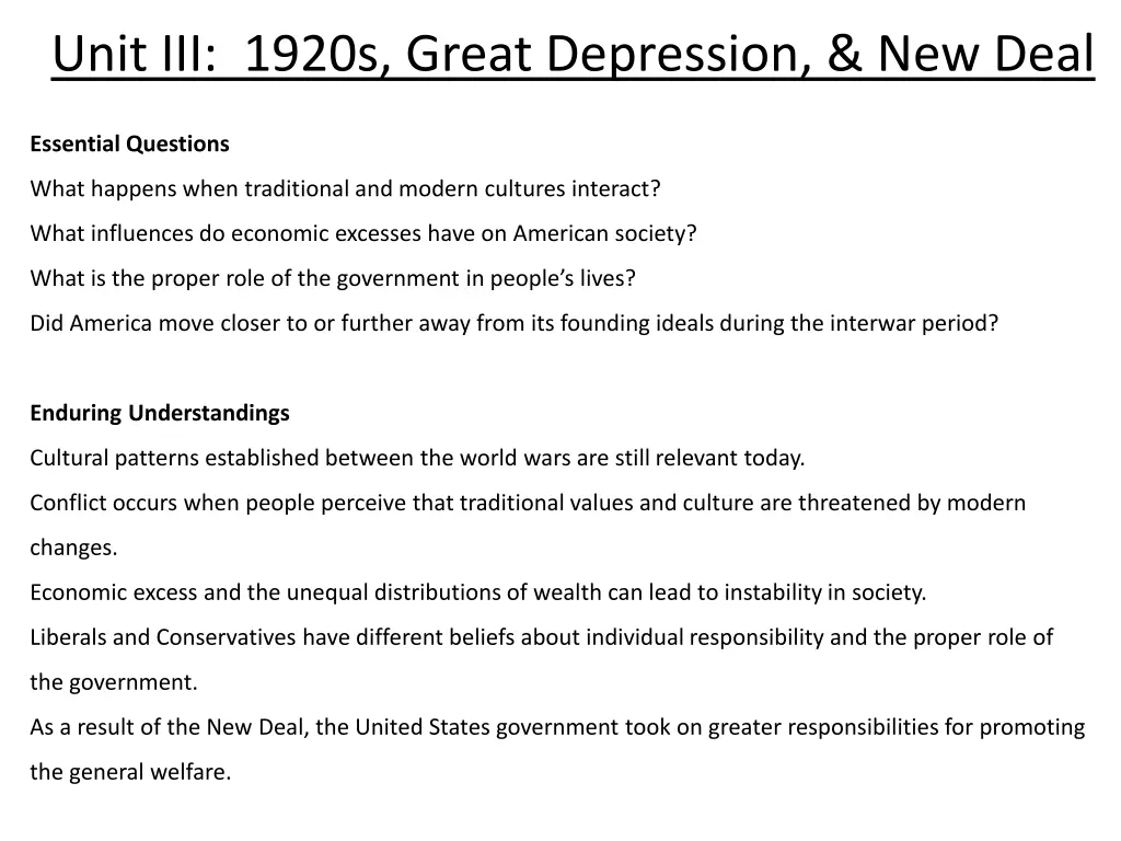 unit iii 1920s great depression new deal 1