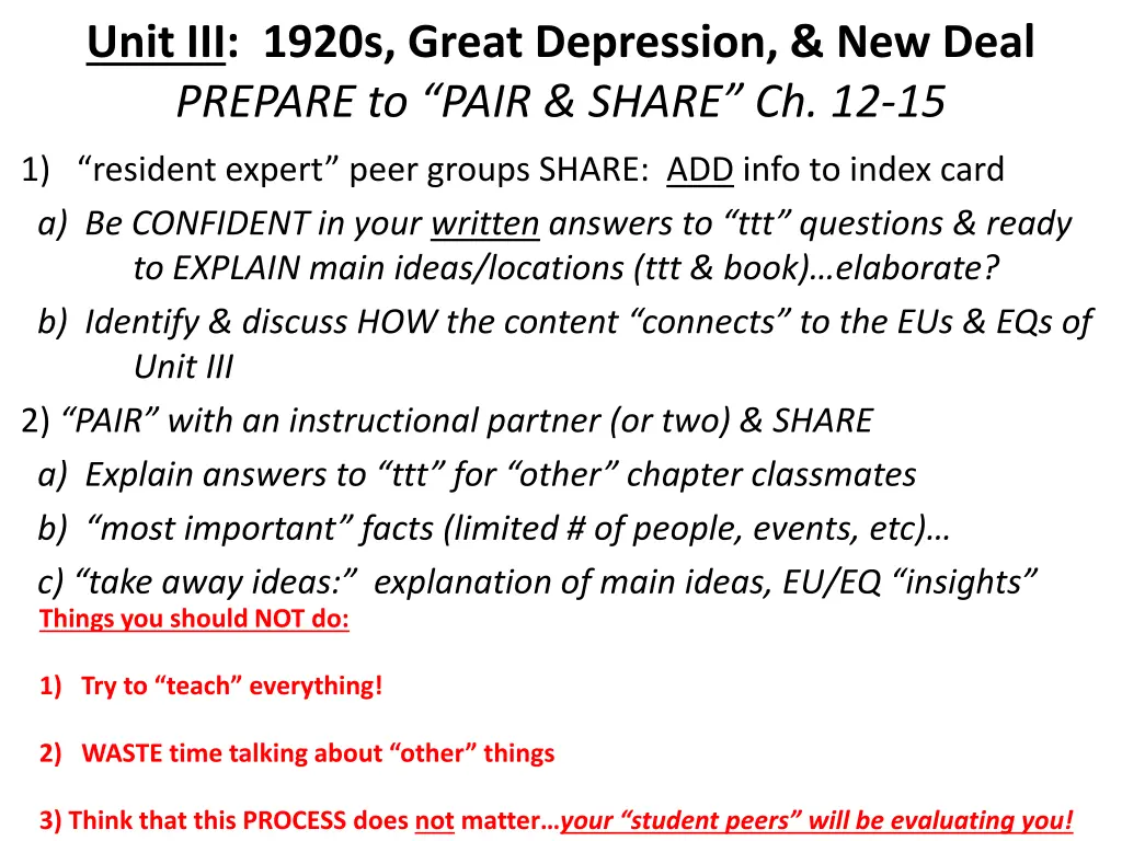 unit iii 1920s great depression new deal prepare