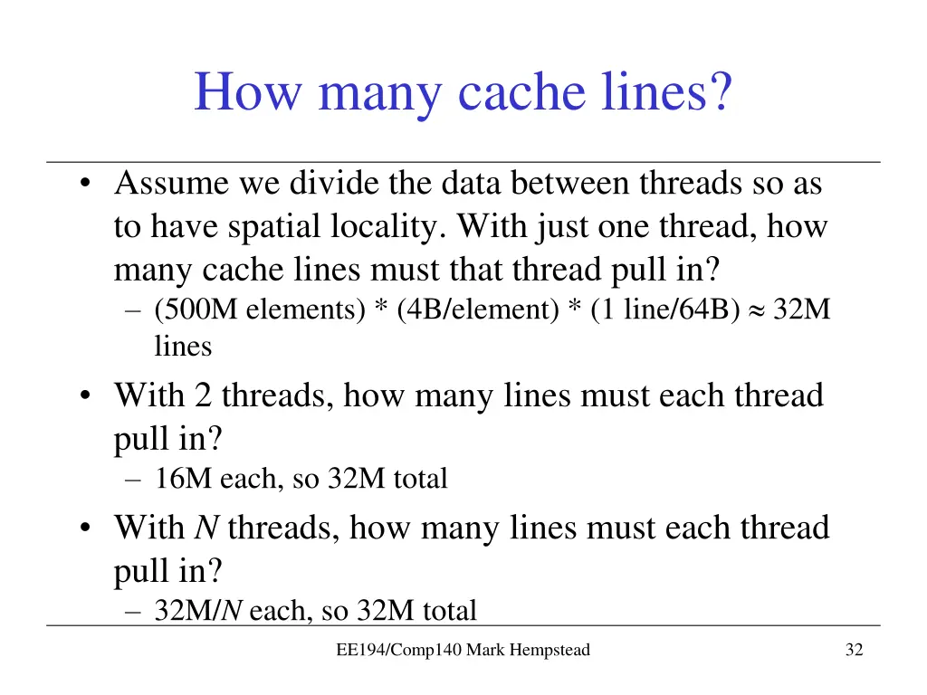 how many cache lines 1