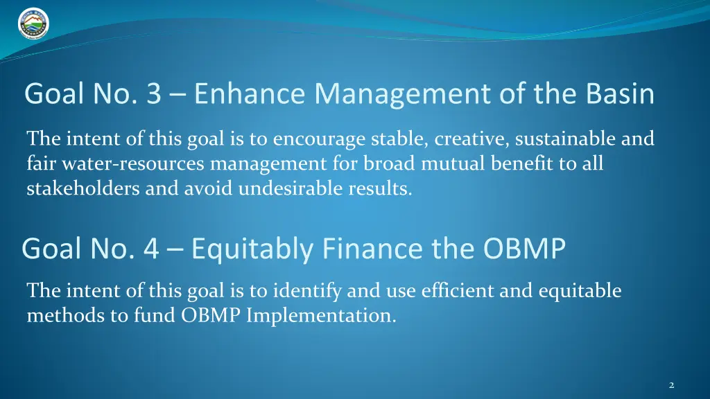 goal no 3 enhance management of the basin