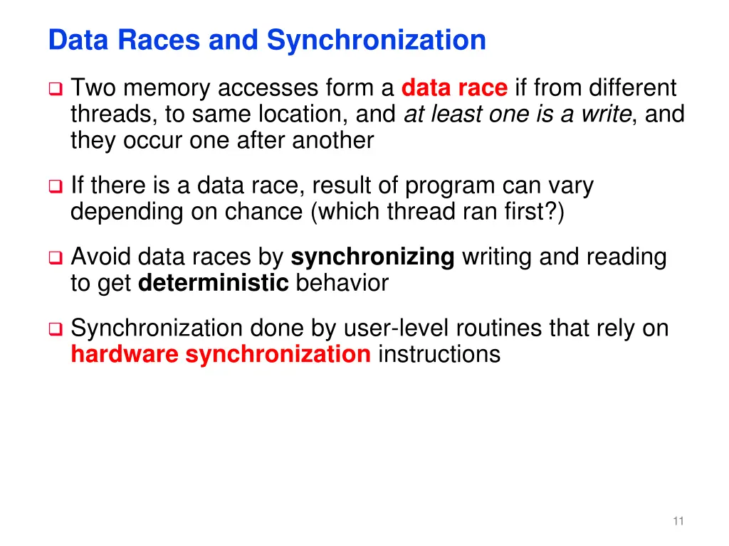 data races and synchronization