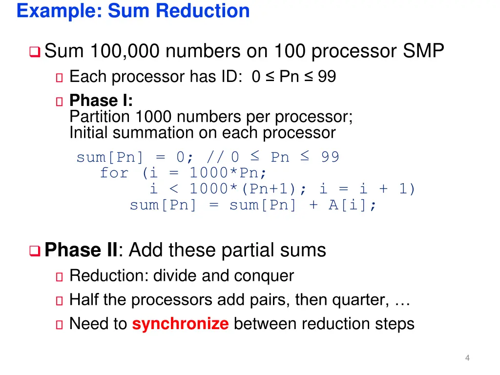example sum reduction