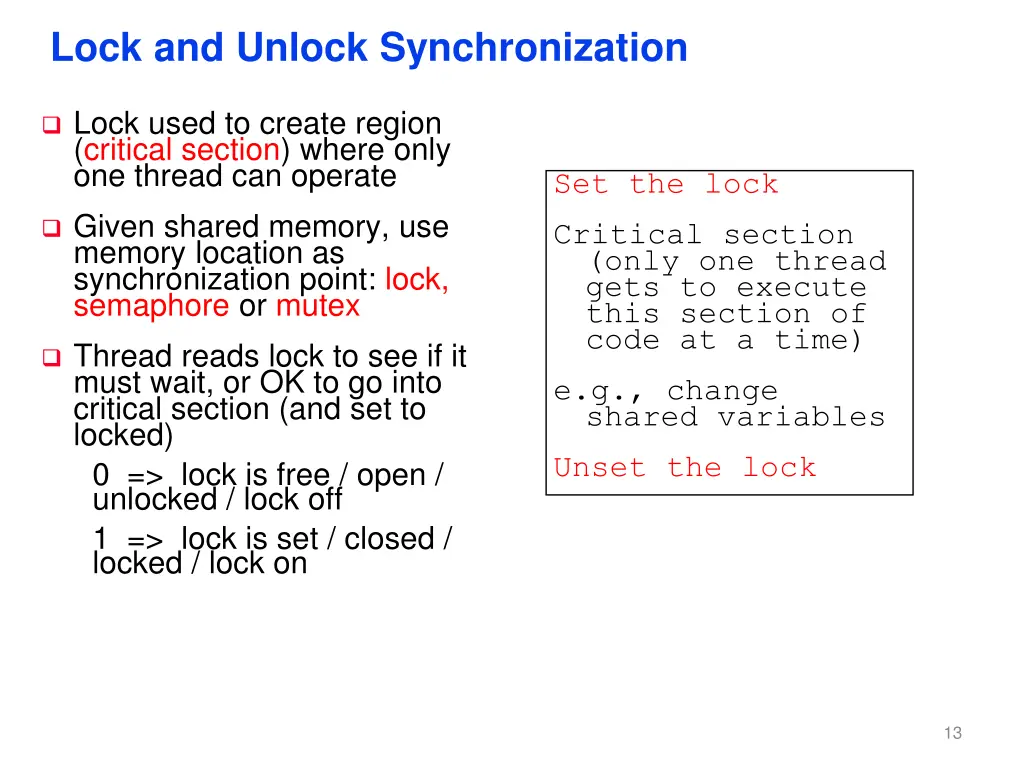 lock and unlock synchronization