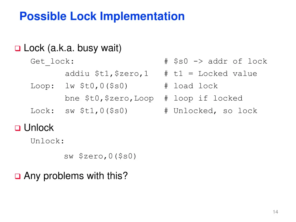 possible lock implementation