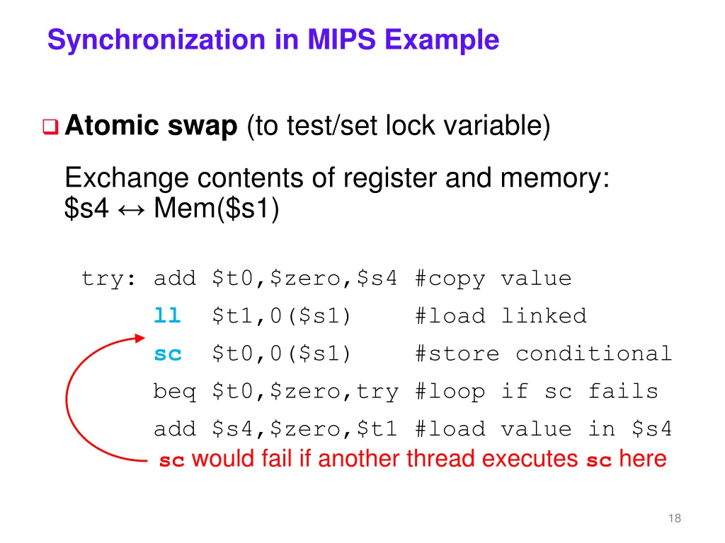 synchronization in mips example