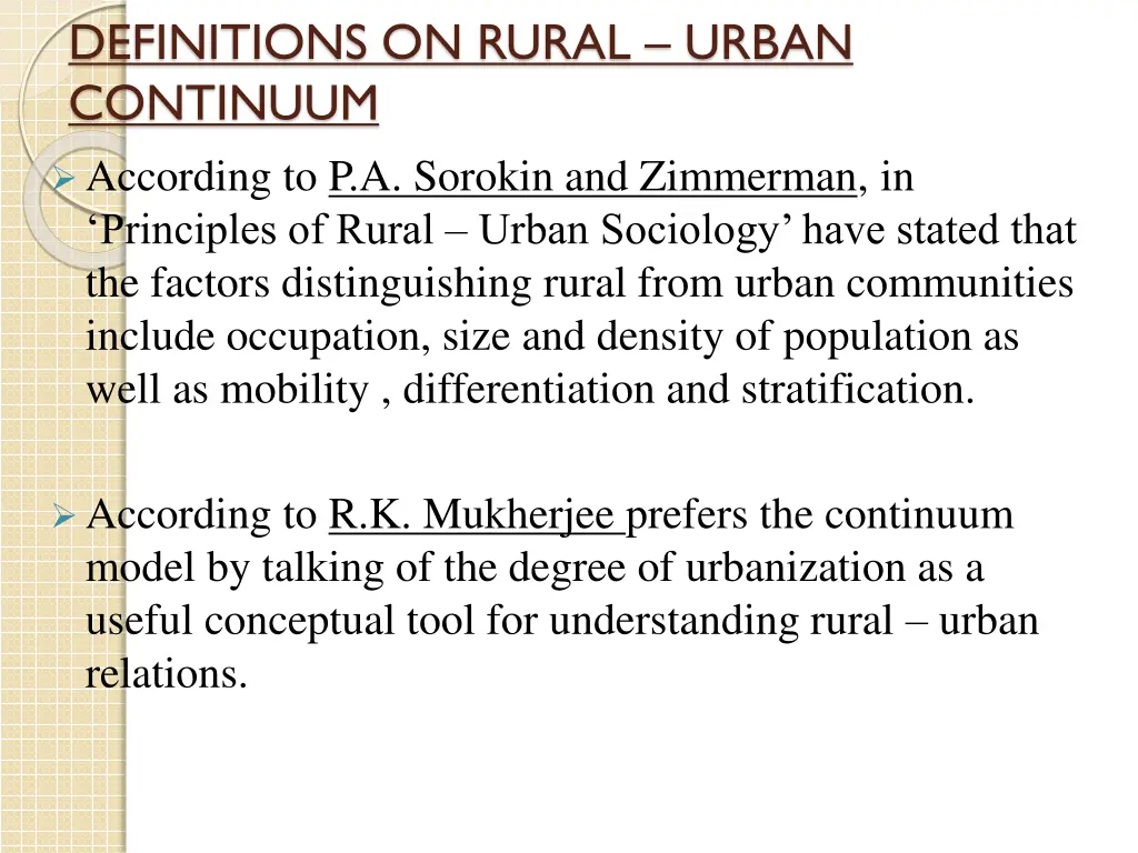 definitions on rural urban continuum