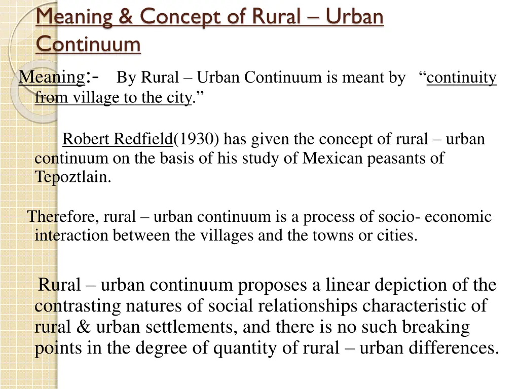 meaning concept of rural urban continuum meaning