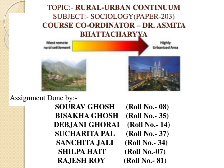 topic rural urban continuum subject sociology