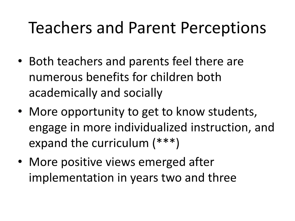 teachers and parent perceptions