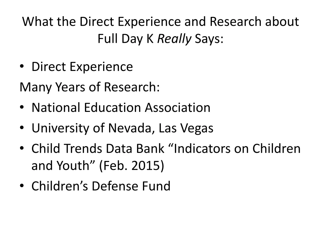 what the direct experience and research about