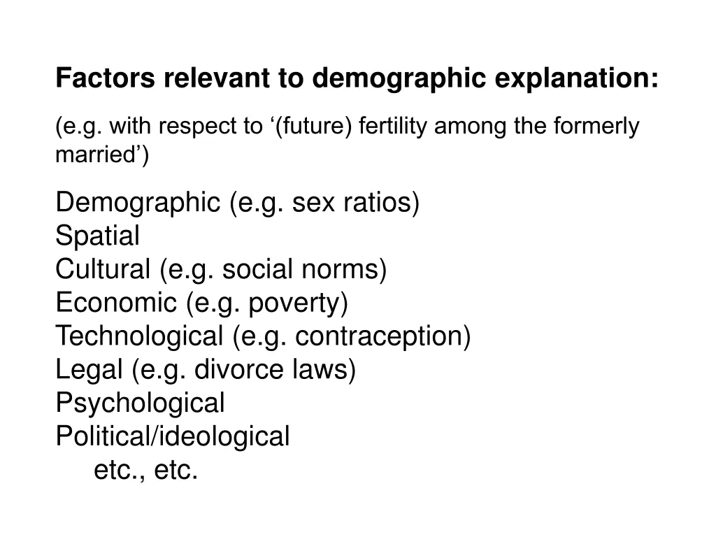 factors relevant to demographic explanation