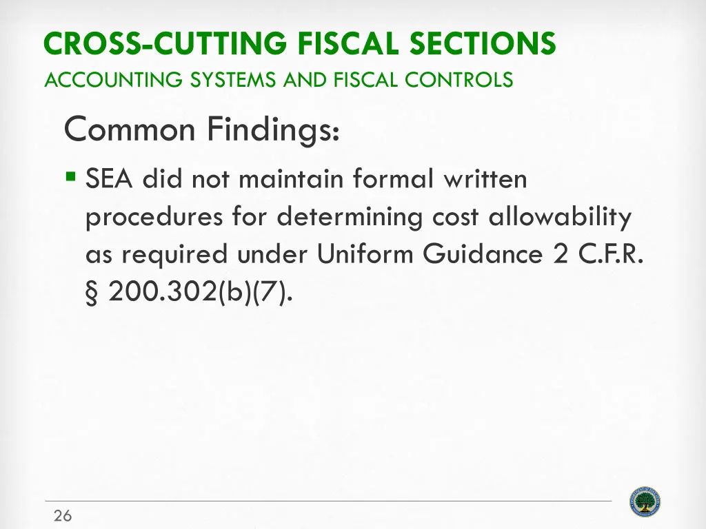 cross cutting fiscal sections accounting systems 1
