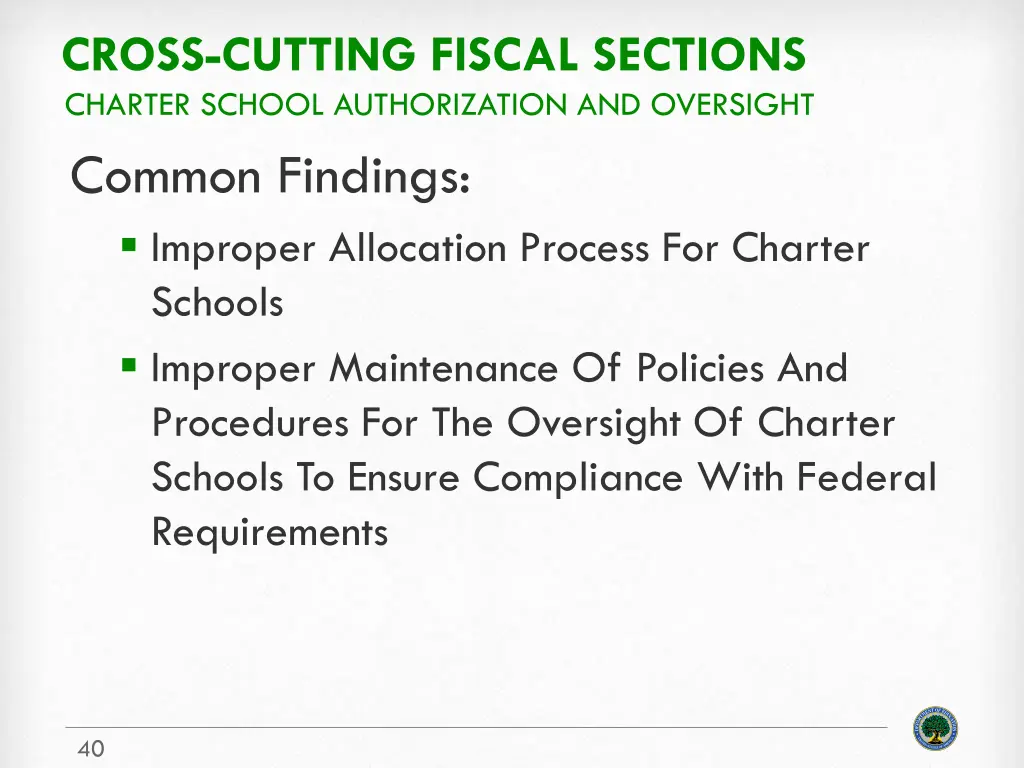 cross cutting fiscal sections charter school 1