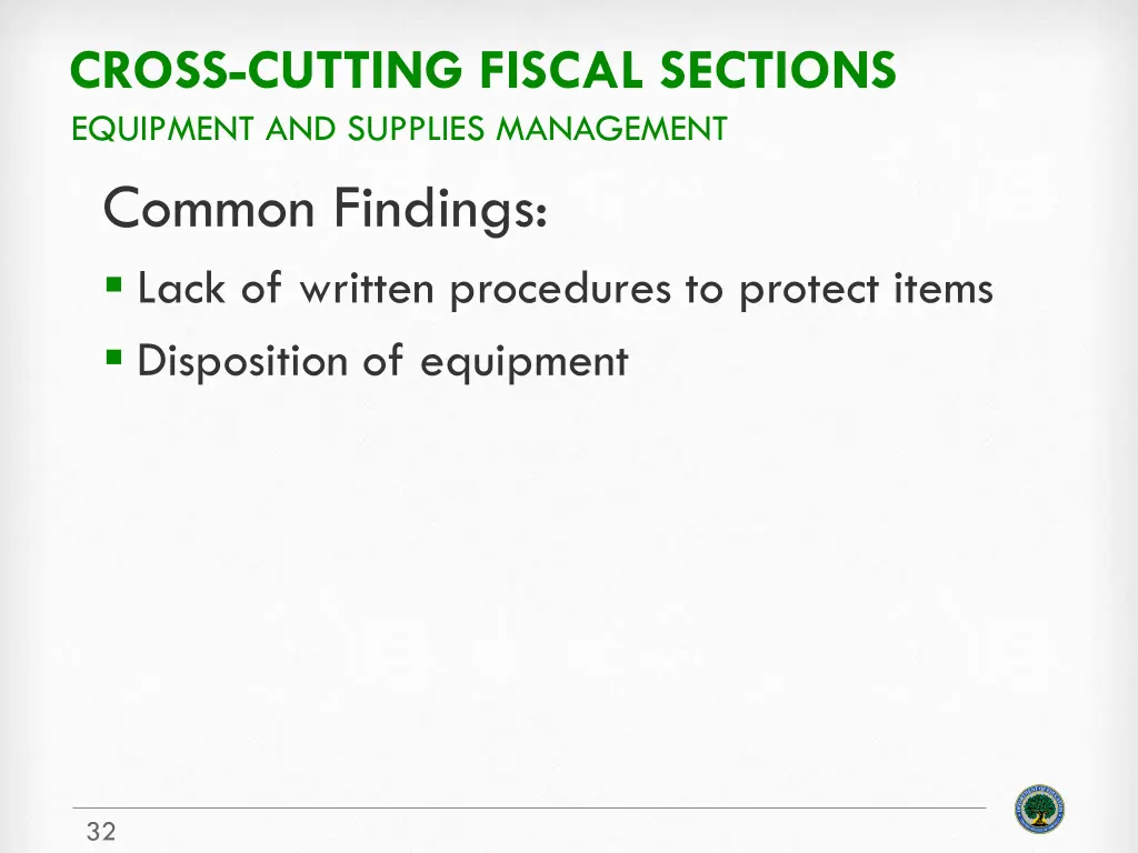 cross cutting fiscal sections equipment 1