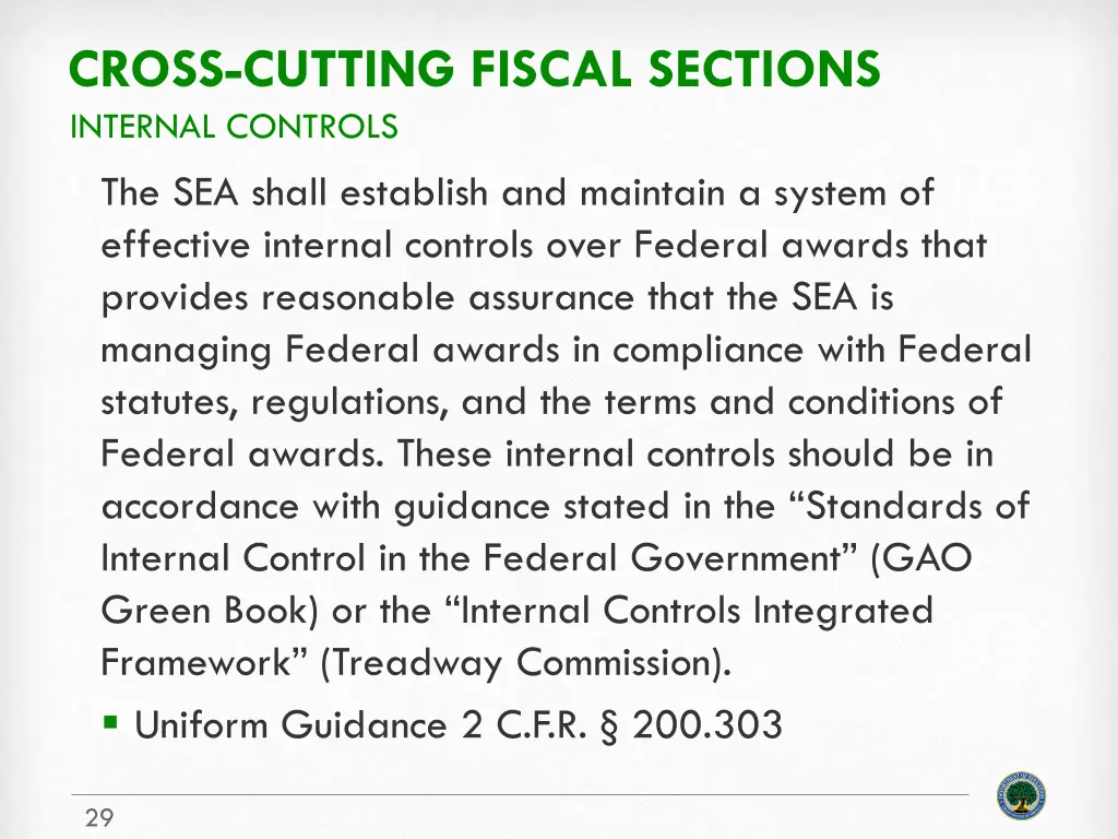 cross cutting fiscal sections internal controls