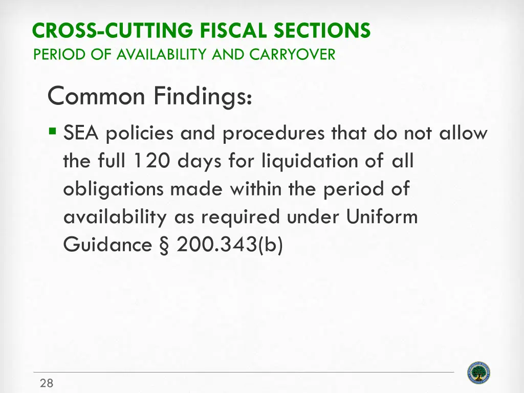 cross cutting fiscal sections period 1