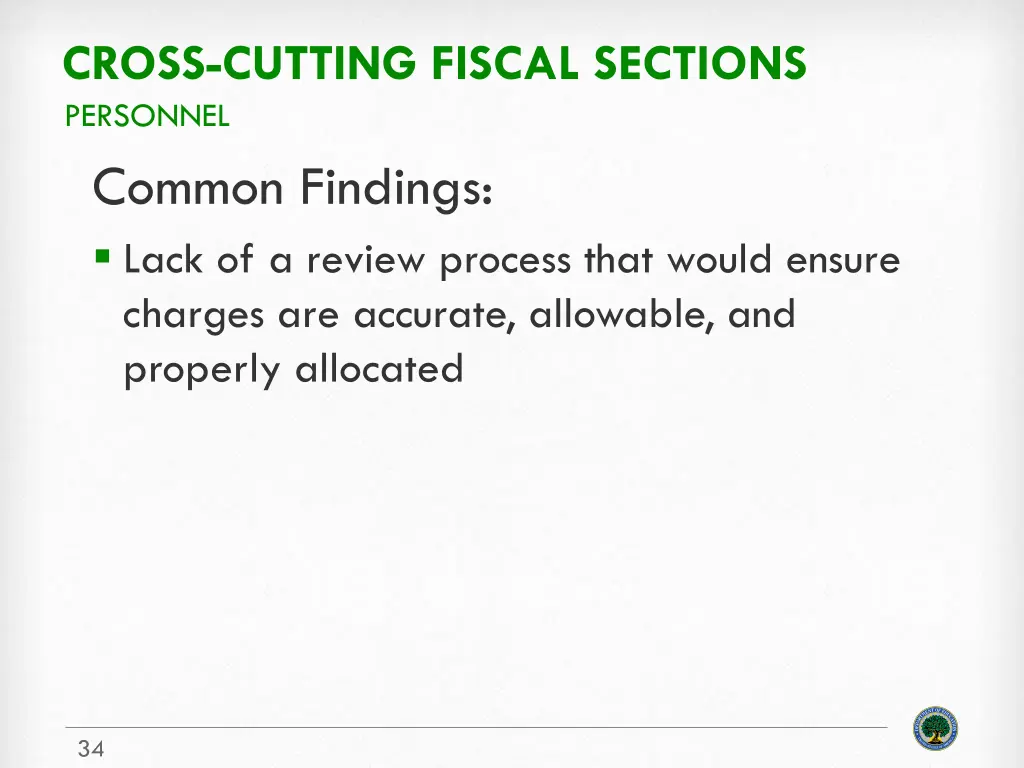 cross cutting fiscal sections personnel 1