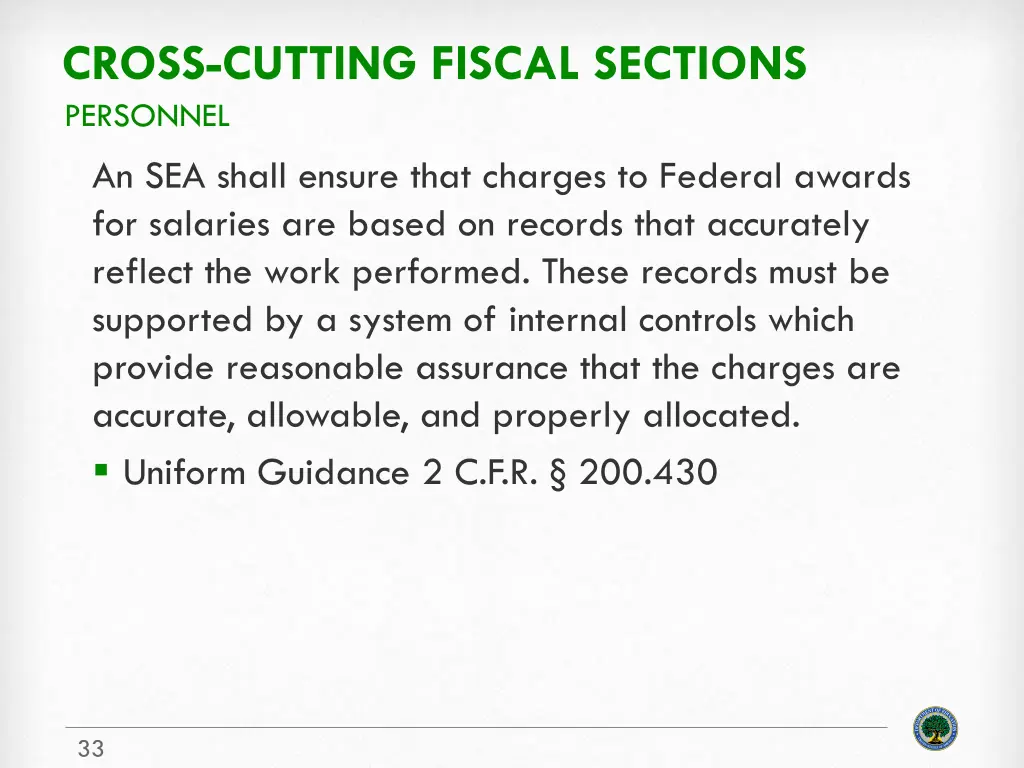 cross cutting fiscal sections personnel