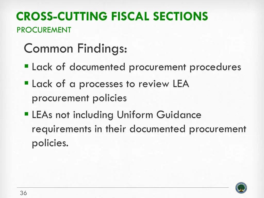 cross cutting fiscal sections procurement 1