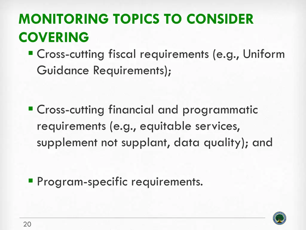 monitoring topics to consider covering cross