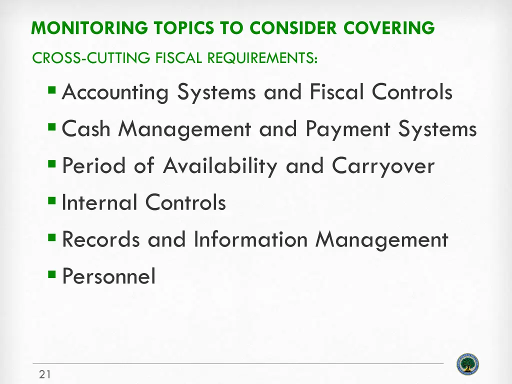monitoring topics to consider covering