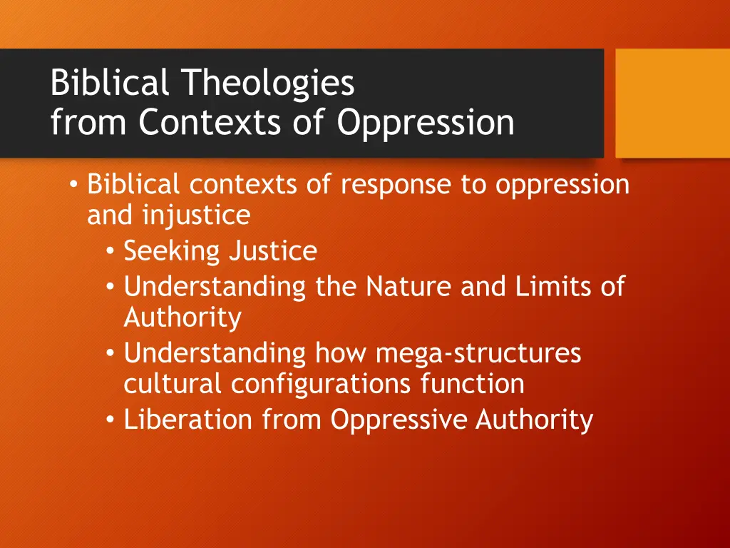 biblical theologies from contexts of oppression