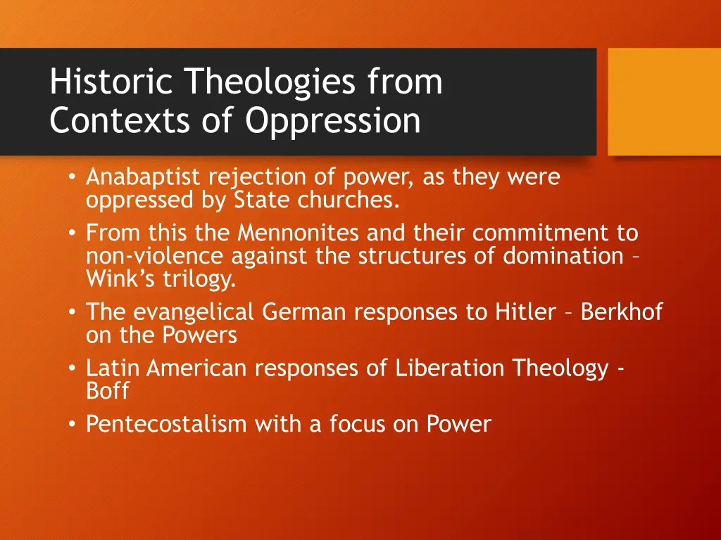 historic theologies from contexts of oppression