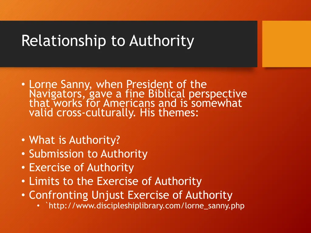 relationship to authority