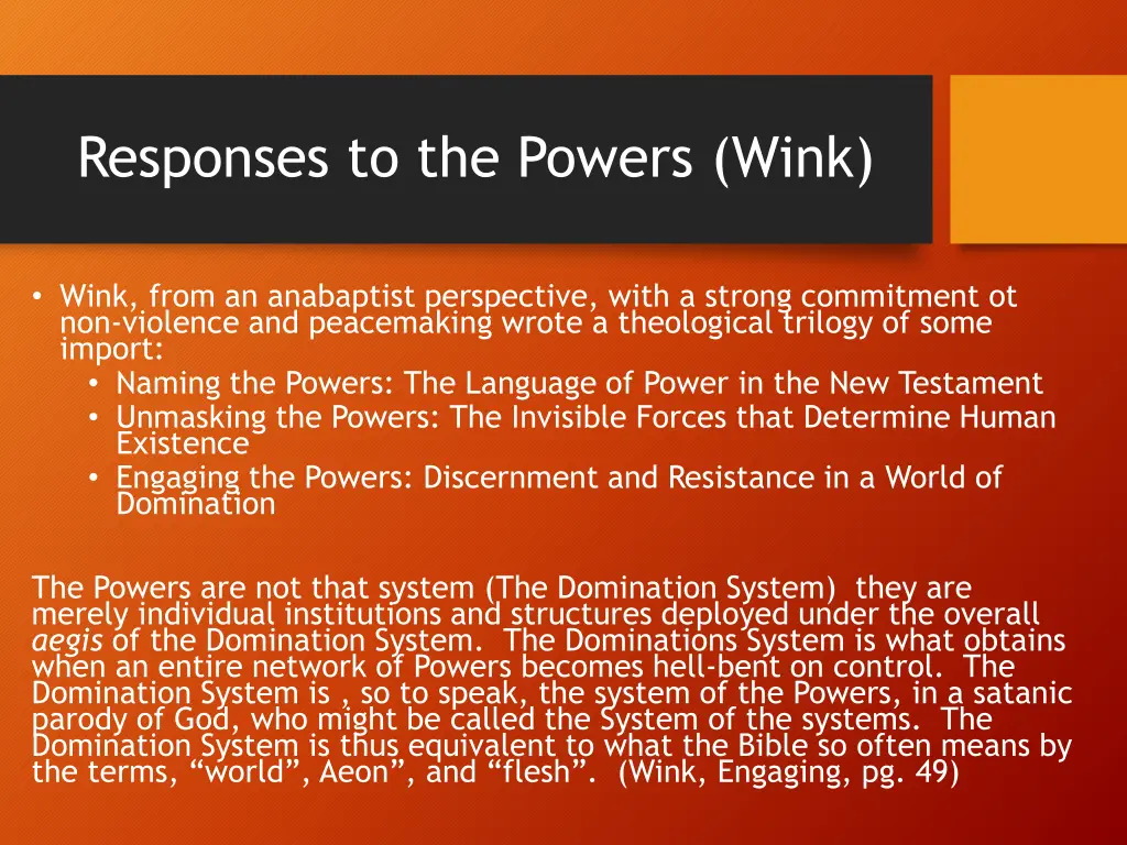 responses to the powers wink