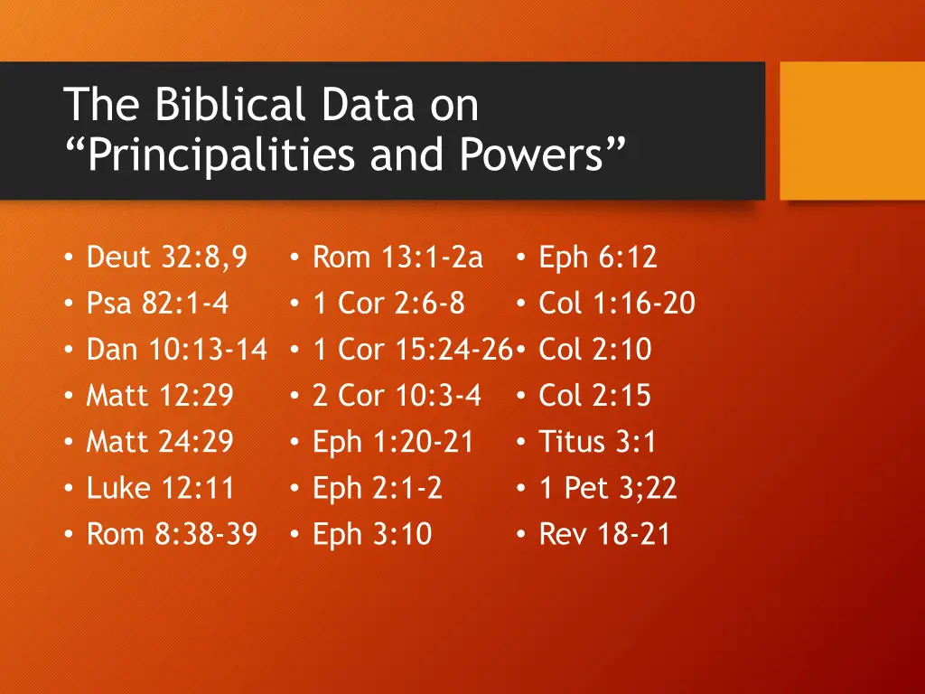 the biblical data on principalities and powers