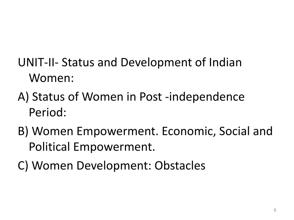 unit ii status and development of indian women